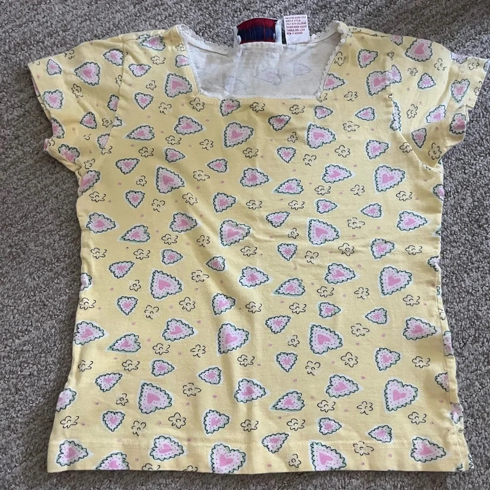 Vintage copper key yellow square neck heart tshirt
